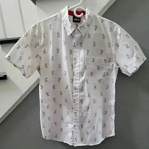 Disney Inside-Out Reverse Print Mickey Mouse Chintz White Mens S Button-Up Shirt